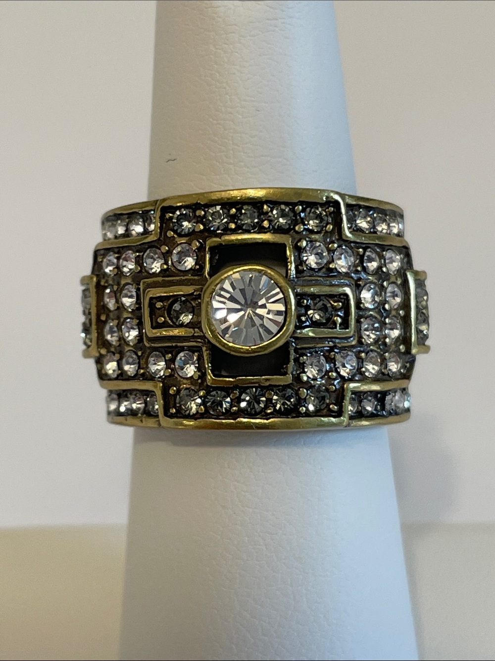 Heidi Daus Vintage “Stroke of Genius” Art Deco Inspired Crystal Ring